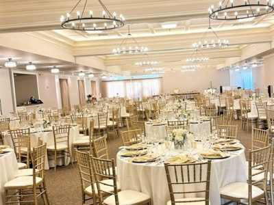 Ballroom wedding reception with sunny views at Mile Square Ballroom in Orange County, CA